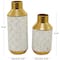 Gold Metal Handmade Embossed Quatrefoil Vase with Gold Detailing Set of 2 16", 12"